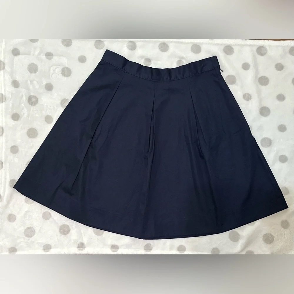 COS Pleated Mini A- Line Skirt Navy Blue Side Zip And Bags Side - Picture 2 of 11